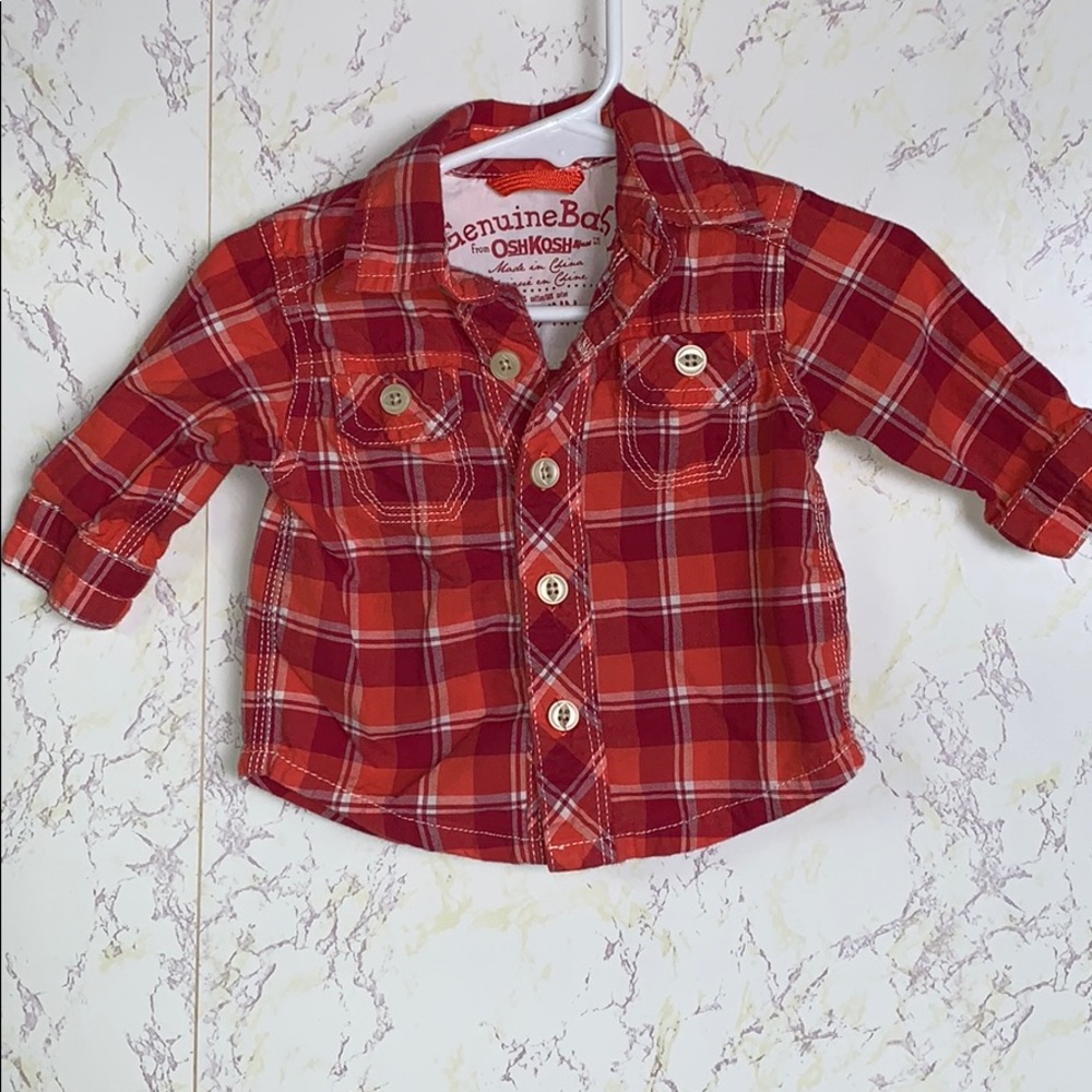 Genuine Baby OshKosh flannel Button Down NB